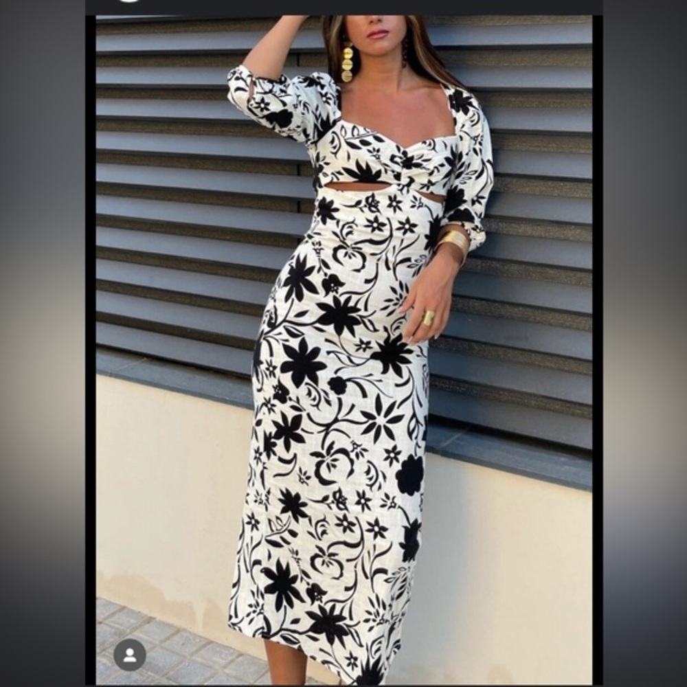 Zara Black and White Puff Sleeve Sundress NTWO